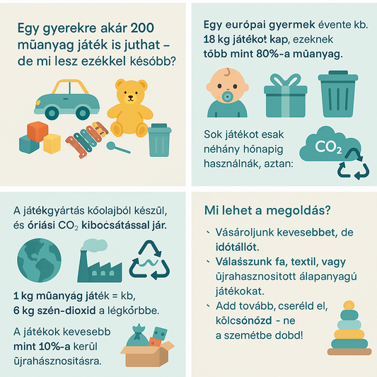 Infografika a műanyag játékok környezeti terheléséről szülőknek